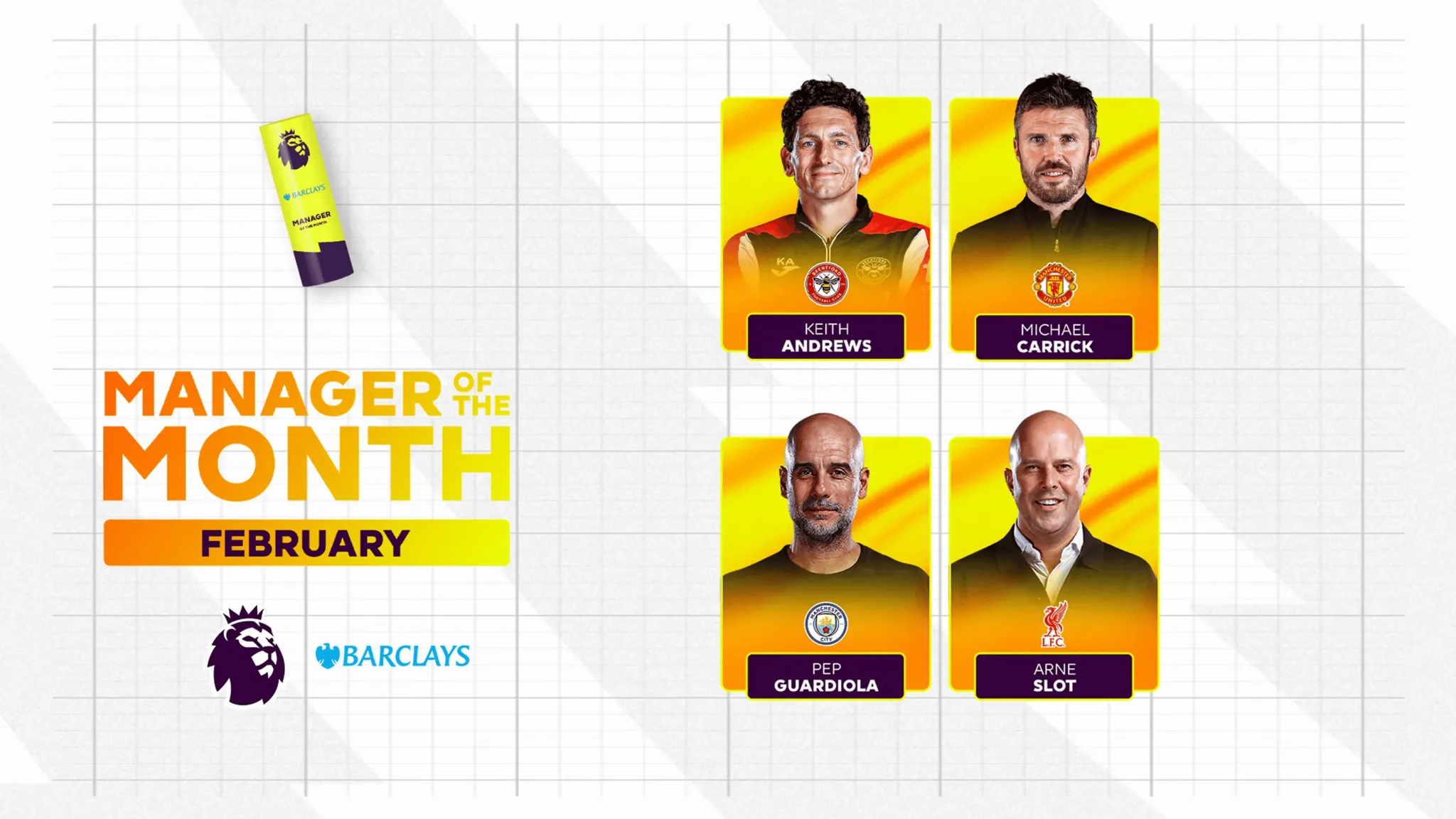 世界杯app下载-英超2月最佳主帅候选：瓜迪奥拉，卡里克，斯洛特，安德鲁斯